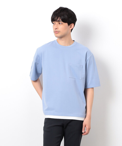 COMME CA ISM(コムサイズム)の「半袖 フェイクレイヤード クルーネックTシャツ(Tシャツ/カットソー・メンズ・ベージュ/ホワイト/サックスブルー/ブラック・X-LARGE/LARGE/MEDIUM)」の1枚目の写真