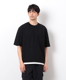 半袖 フェイクレイヤード クルーネックTシャツ