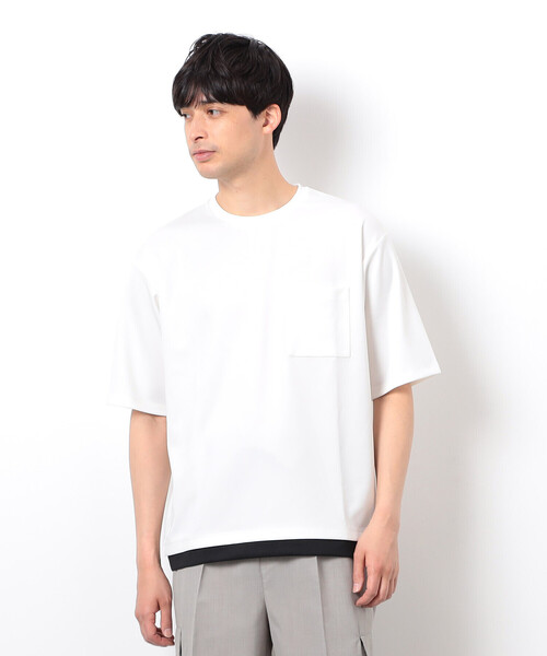 COMME CA ISM(コムサイズム)の「半袖 フェイクレイヤード クルーネックTシャツ(Tシャツ/カットソー・メンズ・ベージュ/ホワイト/サックスブルー/ブラック・X-LARGE/LARGE/MEDIUM)」の6枚目の写真