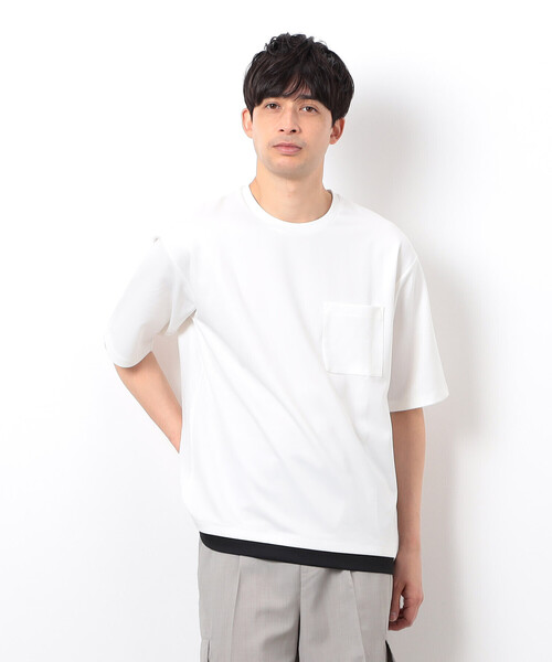 COMME CA ISM(コムサイズム)の「半袖 フェイクレイヤード クルーネックTシャツ(Tシャツ/カットソー・メンズ・ベージュ/ホワイト/サックスブルー/ブラック・X-LARGE/LARGE/MEDIUM)」の7枚目の写真