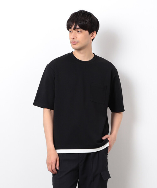 COMME CA ISM(コムサイズム)の「半袖 フェイクレイヤード クルーネックTシャツ(Tシャツ/カットソー・メンズ・ベージュ/ホワイト/サックスブルー/ブラック・X-LARGE/LARGE/MEDIUM)」の10枚目の写真