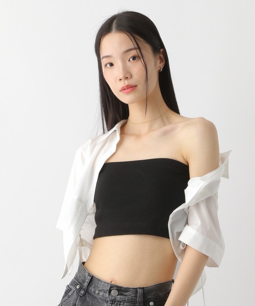 Heather（ヘザー）の「ショートカップ付きリブキャミ2　452630（キャミソール・レディース・ブラック/ホワイト・S/M）」の2枚目の写真