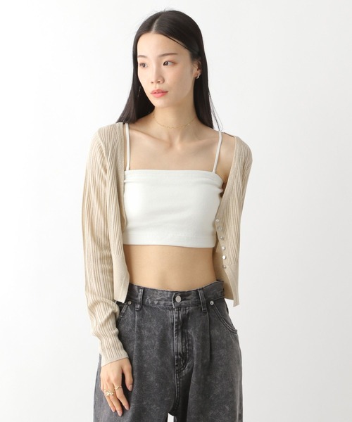 Heather（ヘザー）の「ショートカップ付きリブキャミ2　452630（キャミソール・レディース・ブラック/ホワイト・S/M）」の3枚目の写真