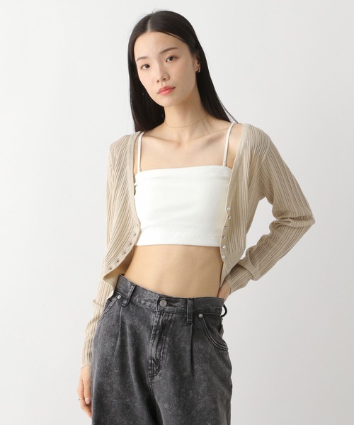 Heather（ヘザー）の「ショートカップ付きリブキャミ2　452630（キャミソール・レディース・ブラック/ホワイト・S/M）」の4枚目の写真