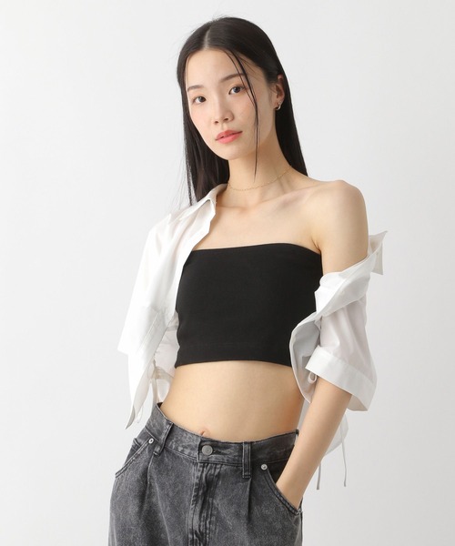 Heather（ヘザー）の「ショートカップ付きリブキャミ2　452630（キャミソール・レディース・ブラック/ホワイト・S/M）」の7枚目の写真