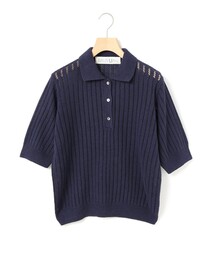 MidiUmi 模様編みニットポロ