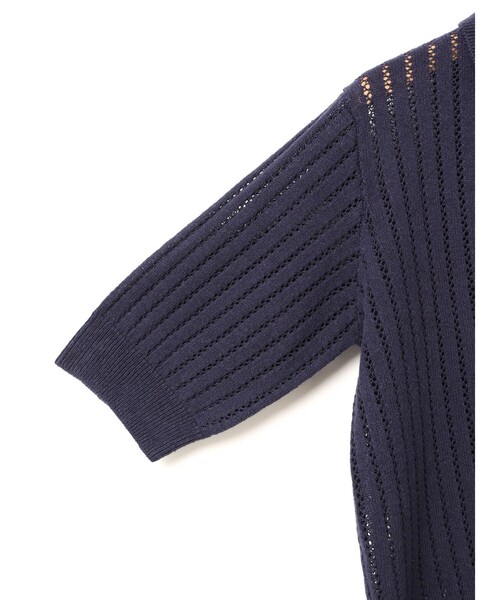 MidiUmi（ミディウミ）の「MidiUmi 模様編みニットポロ（ニット/セーター・レディース・ネイビー/ライトグレー/アイボリー・FREE）」の6枚目の写真