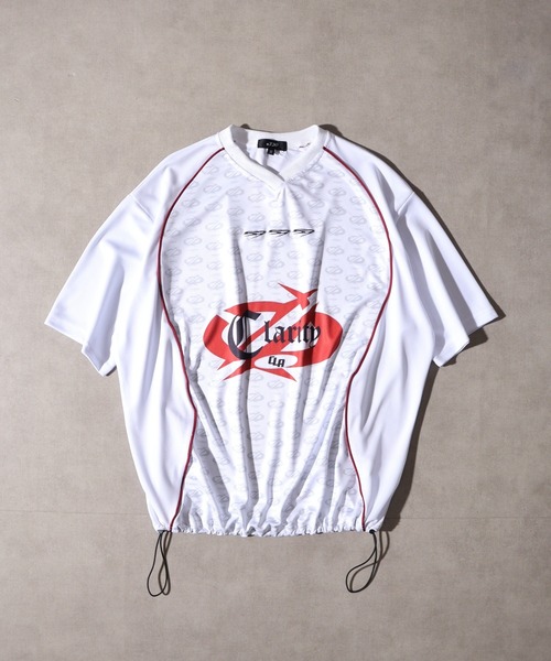 RE730(アールイーセブンサーティー)の「Sporty short-sleeved game shirt / スポーティーな半袖ゲームシャツ unisex(Tシャツ/カットソー・メンズ・ブラック/チャコール/ホワイト・M/L)」の2枚目の写真