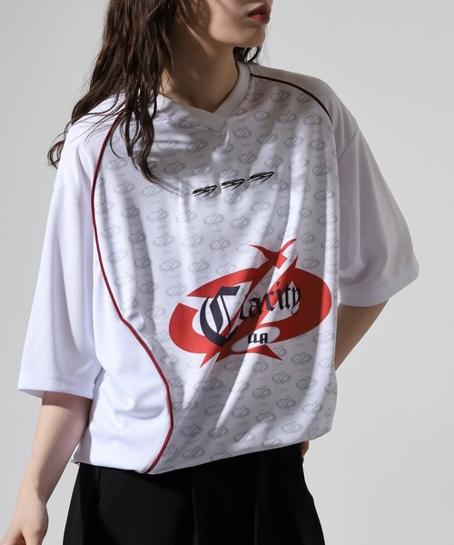 RE730(アールイーセブンサーティー)の「Sporty short-sleeved game shirt / スポーティーな半袖ゲームシャツ unisex(Tシャツ/カットソー・メンズ・ブラック/チャコール/ホワイト・M/L)」の7枚目の写真