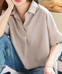 シワになりにくい 清涼スキッパーゆったりブラウス