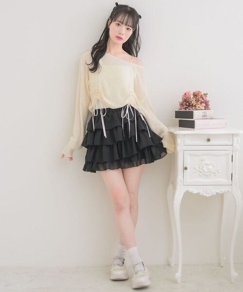 ems excite（エムズエキサイト）の「ドロストスカシ編みNTPO（ニット/セーター・レディース・ピンク/イエロー/ナチュラル・FREE）」の7枚目の写真