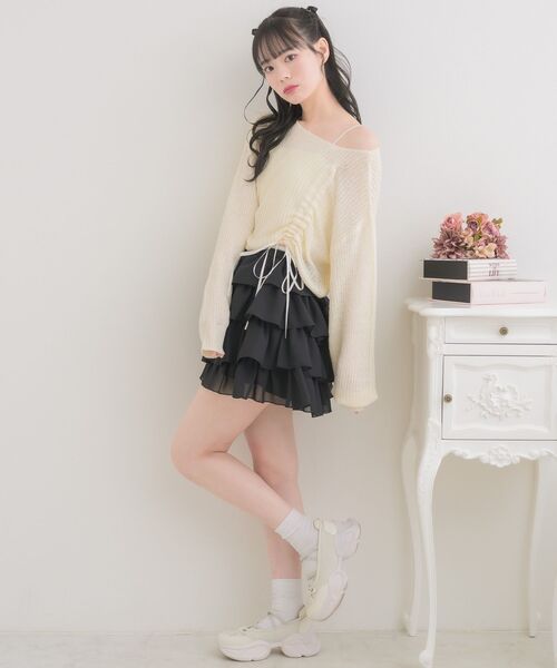 ems excite（エムズエキサイト）の「ドロストスカシ編みNTPO（ニット/セーター・レディース・ピンク/イエロー/ナチュラル・FREE）」の9枚目の写真