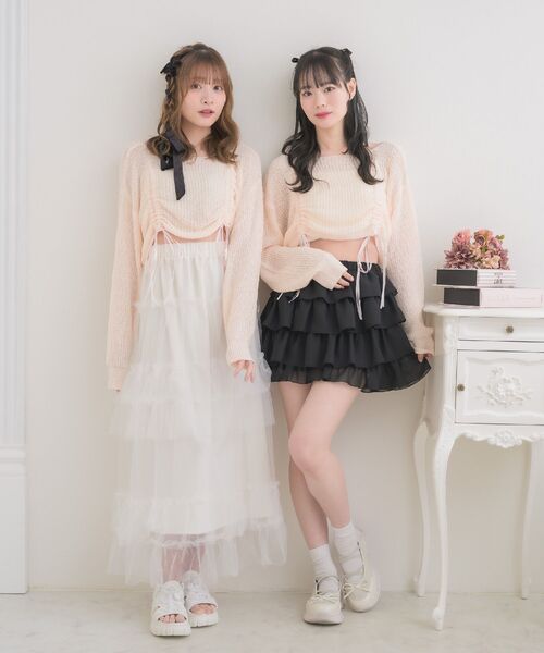 ems excite（エムズエキサイト）の「ドロストスカシ編みNTPO（ニット/セーター・レディース・ピンク/イエロー/ナチュラル・FREE）」の16枚目の写真