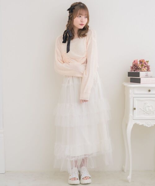 ems excite（エムズエキサイト）の「ドロストスカシ編みNTPO（ニット/セーター・レディース・ピンク/イエロー/ナチュラル・FREE）」の17枚目の写真