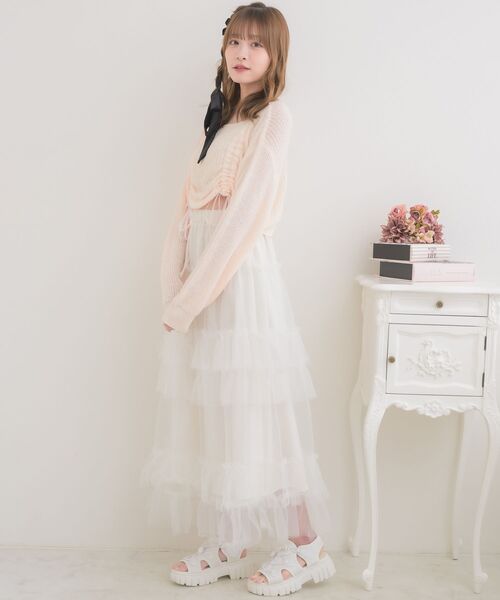 ems excite（エムズエキサイト）の「ドロストスカシ編みNTPO（ニット/セーター・レディース・ピンク/イエロー/ナチュラル・FREE）」の19枚目の写真