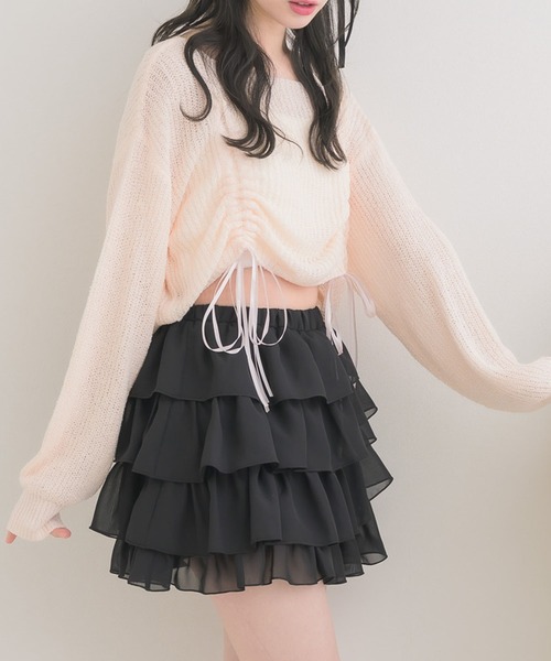 ems excite（エムズエキサイト）の「ドロストスカシ編みNTPO（ニット/セーター・レディース・ピンク/イエロー/ナチュラル・FREE）」の3枚目の写真