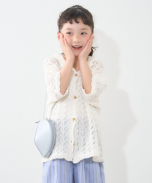 CIAOPANIC TYPY（チャオパニックティピー）の「【KIDS】【GOOD HOLIDAY】透かし編み開襟シャツ（シャツ/ブラウス・キッズ・ベージュ/ブラック/オフホワイト・XX-LARGE/X-LARGE/MEDIUM）」の9枚目の写真