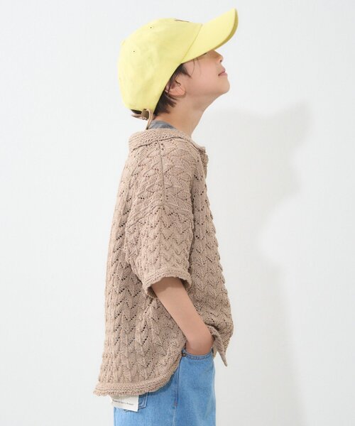 CIAOPANIC TYPY（チャオパニックティピー）の「【KIDS】【GOOD HOLIDAY】透かし編み開襟シャツ（シャツ/ブラウス・キッズ・ベージュ/ブラック/オフホワイト・XX-LARGE/X-LARGE/MEDIUM）」の16枚目の写真