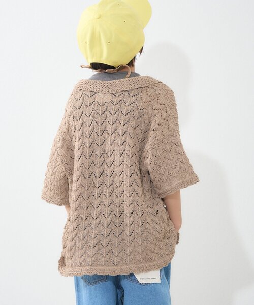 CIAOPANIC TYPY（チャオパニックティピー）の「【KIDS】【GOOD HOLIDAY】透かし編み開襟シャツ（シャツ/ブラウス・キッズ・ベージュ/ブラック/オフホワイト・XX-LARGE/X-LARGE/MEDIUM）」の17枚目の写真