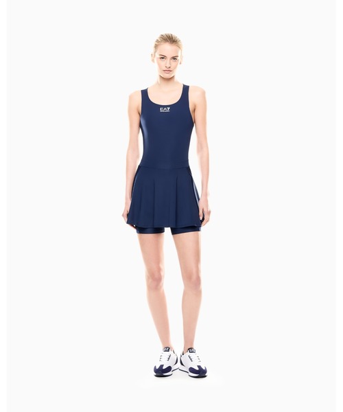 EMPORIO ARMANI EA7(エンポリオアルマーニイーエーセブン)の「<オンライン限定>【エンポリオ アルマーニ EA7】Tennis Pro テニスドレス VENTUS7テクニカルファブリック(ワンピース・レディース・ネイビー系・LARGE/MEDIUM/SMALL/X-SMALL)」の1枚目の写真