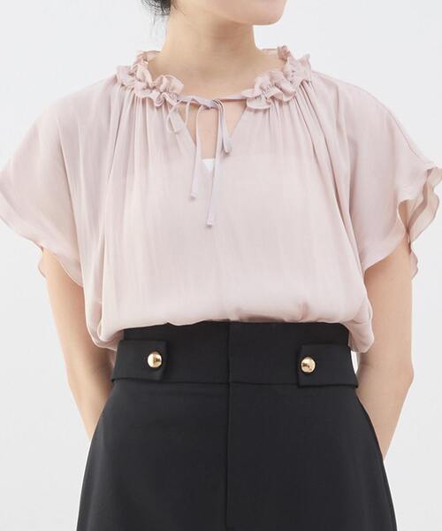 Tiara（ティアラ）の「バイカラーメローブラウス（シャツ/ブラウス・レディース・ホワイト/ブラック/イエロー/ピンク・FREE）」の4枚目の写真