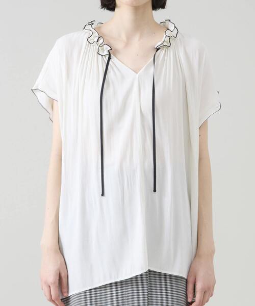 Tiara（ティアラ）の「バイカラーメローブラウス（シャツ/ブラウス・レディース・ホワイト/ブラック/イエロー/ピンク・FREE）」の8枚目の写真