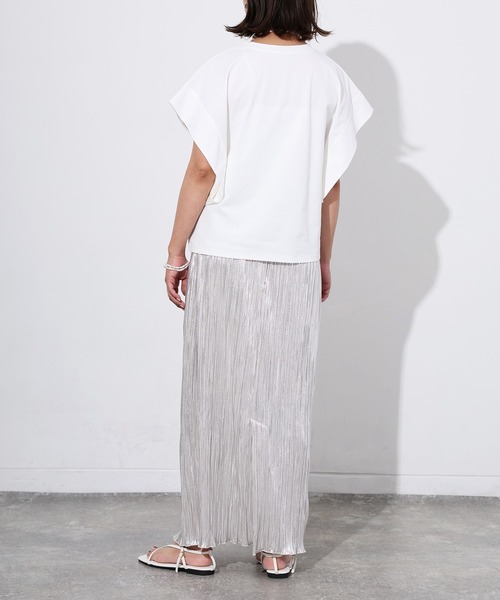 Floran（フローラン）の「肩タックフレンチスリーブトップス（Tシャツ/カットソー・レディース・ブラック/グレー/オフホワイト・MEDIUM）」の18枚目の写真