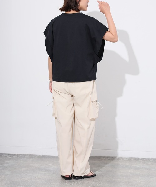 Floran（フローラン）の「肩タックフレンチスリーブトップス（Tシャツ/カットソー・レディース・ブラック/グレー/オフホワイト・MEDIUM）」の22枚目の写真