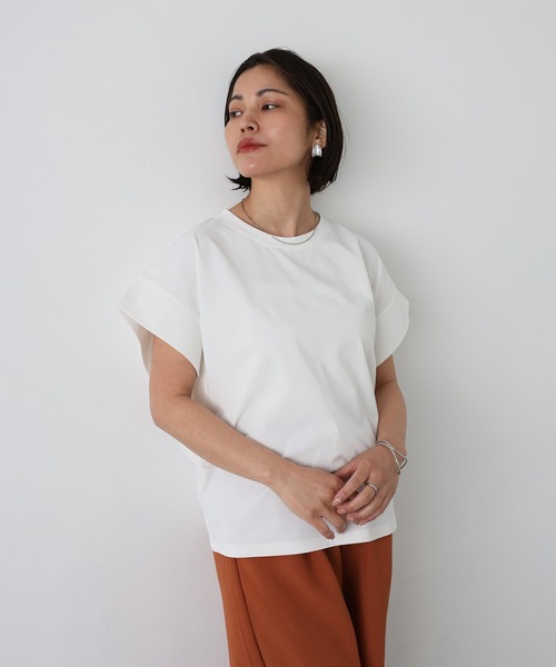 【専用】✨PLEATS PLEASE フレンチスリーブ トップス バイカラー L セール】肩タックフレンチスリーブトップス（Tシャツ/カットソー