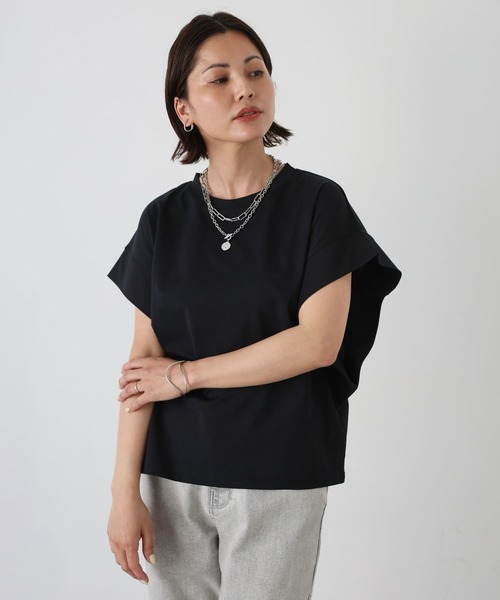 Floran（フローラン）の「肩タックフレンチスリーブトップス（Tシャツ/カットソー・レディース・ブラック/グレー/オフホワイト・MEDIUM）」の6枚目の写真