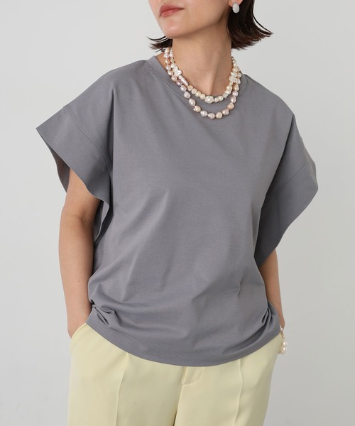 Floran（フローラン）の「肩タックフレンチスリーブトップス（Tシャツ/カットソー・レディース・ブラック/グレー/オフホワイト・MEDIUM）」の7枚目の写真