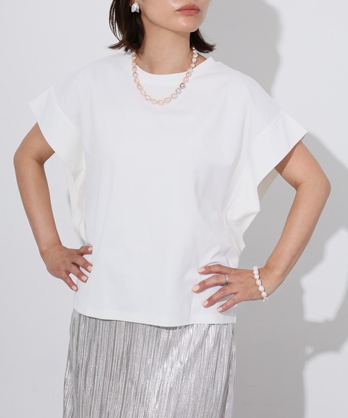 Floran（フローラン）の「肩タックフレンチスリーブトップス（Tシャツ/カットソー・レディース・ブラック/グレー/オフホワイト・MEDIUM）」の15枚目の写真