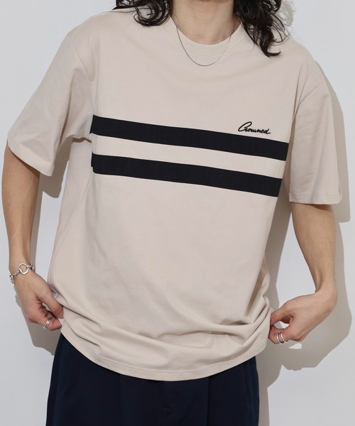 セール】メンズ レディース 胸元2本ラインビッグTシャツ（T
