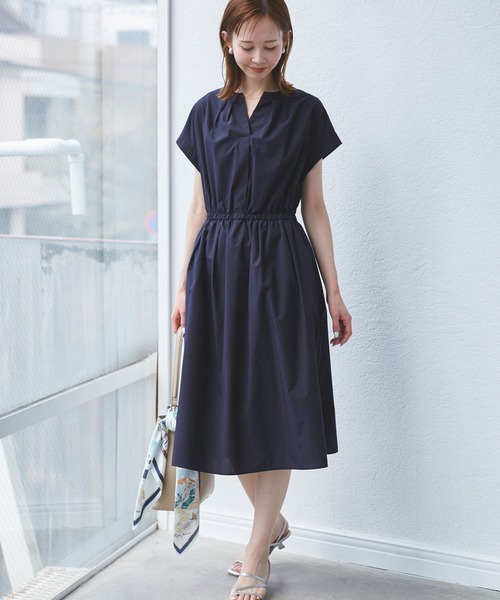 美品✨45R YUKI COTTON シャツワンピース スキッパー ゆったり3 WEB限定】【UVカット・接触冷感・イージーケア】スキッパーシャツ