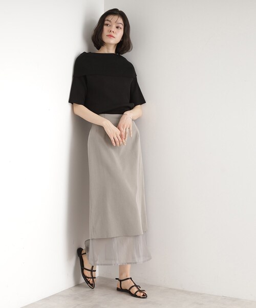 THE SHOP TK (ザ ショップ ティーケー )の「裾シアーナロースカート【洗える】(スカート・レディース・ブラック/チャコールグレー・12/13)」の11枚目の写真