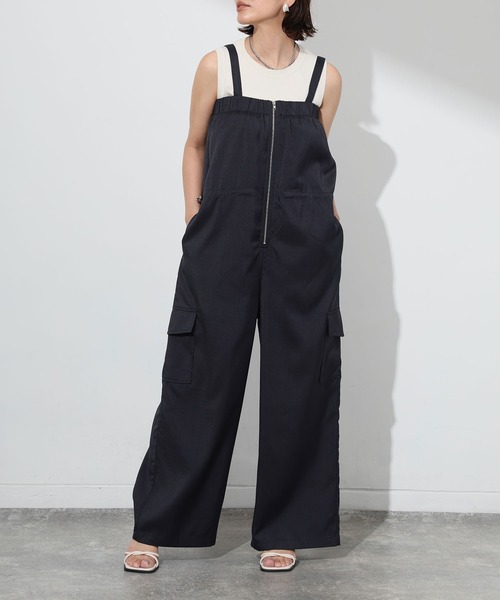 セール】フロントジップミリタリーカーゴサロペット（サロペット