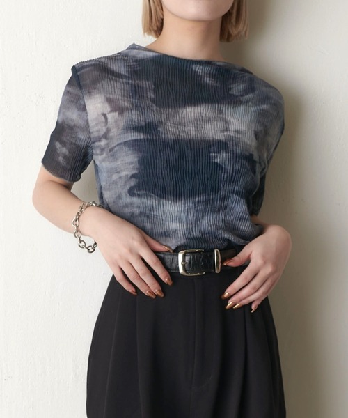 Lui's（ルイス）の「プリーツシアートップス（Tシャツ/カットソー・レディース・ライトグレー/チャコールグレー/ブルー・FREE）」の8枚目の写真