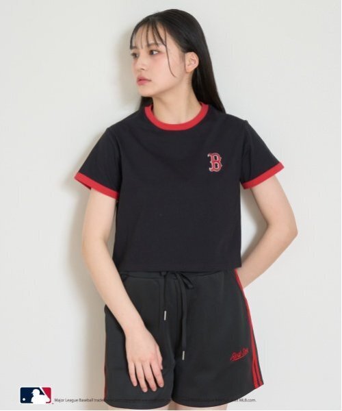 LOVETOXIC（ラブトキシック）の「【LTXC】【MLB】【吸水速乾/さらさら】【綿100％】クロップドT（Tシャツ/カットソー・キッズ・ブラック/ベージュ/オフホワイト/ネイビー・L:160cm/M:150cm/S:140cm）」の9枚目の写真