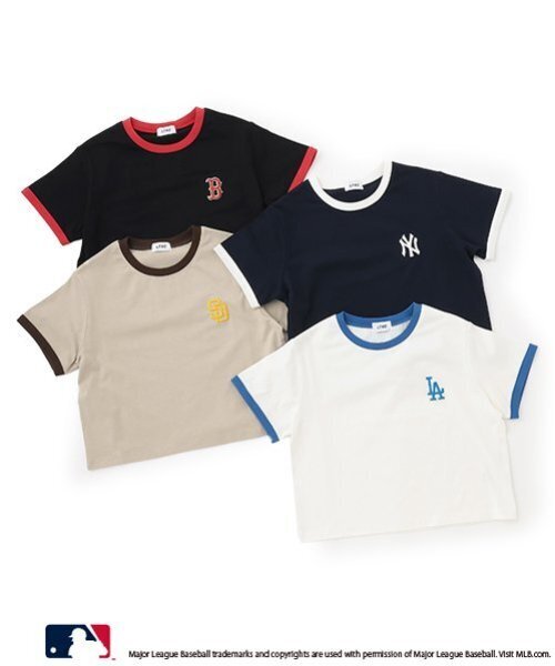 LOVETOXIC（ラブトキシック）の「【LTXC】【MLB】【吸水速乾/さらさら】【綿100％】クロップドT（Tシャツ/カットソー・キッズ・ブラック/ベージュ/オフホワイト/ネイビー・L:160cm/M:150cm/S:140cm）」の10枚目の写真