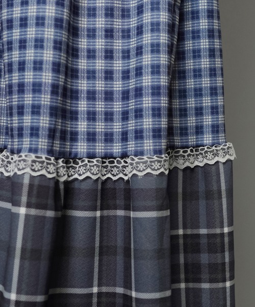 SPINNS（スピンズ）の「ロングスカート/つぎはぎチェック/NEO森ガール（スカート・レディース・ブラック・ONESIZE）」の6枚目の写真