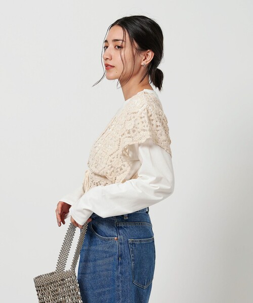 tシャツ 「WEB限定」レースベスト×ロングTシャツ レイヤードセット レディース BEAUTY&YOUTH UNITED ARROWS｜【WEB限定】レースベスト*ロングT