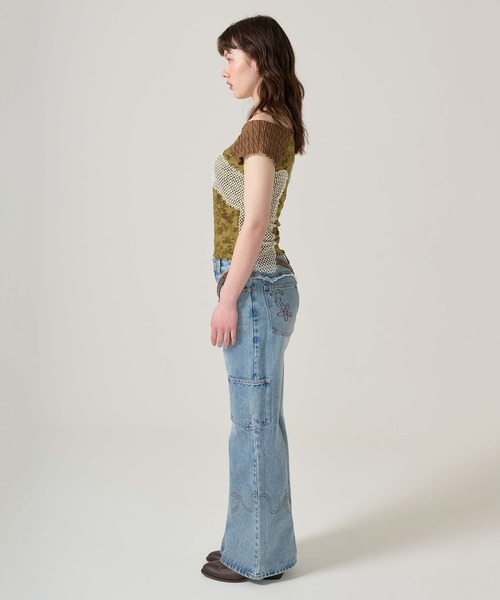 TINA:JOJUN(ティーナジョジュン)の「異素材ドッキング フレンチトップス TINA:JOJUN(Tシャツ/カットソー・レディース・ピンク/カーキ・M)」の21枚目の写真