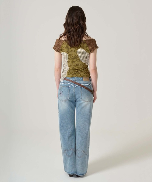 TINA:JOJUN(ティーナジョジュン)の「異素材ドッキング フレンチトップス TINA:JOJUN(Tシャツ/カットソー・レディース・ピンク/カーキ・M)」の22枚目の写真