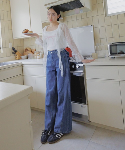 3.3 Field Trip （3.3フィールドトリップ）の「3.3 Field Trip／リボンプリントキャミ（キャミソール・レディース・ホワイト/ブラック/ピンク・FREE）」の4枚目の写真