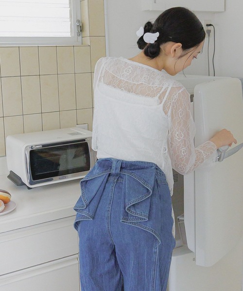 3.3 Field Trip （3.3フィールドトリップ）の「3.3 Field Trip／リボンプリントキャミ（キャミソール・レディース・ホワイト/ブラック/ピンク・FREE）」の7枚目の写真