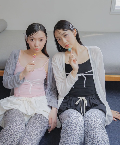 3.3 Field Trip （3.3フィールドトリップ）の「3.3 Field Trip／リボンプリントキャミ（キャミソール・レディース・ホワイト/ブラック/ピンク・FREE）」の14枚目の写真