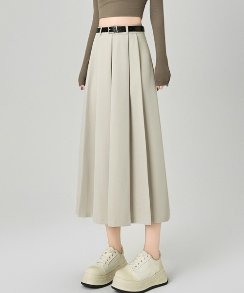 Doux Belle（ドゥーベル）の「Aラインフレアロングスカート（スカート・レディース・ブラック/ベージュ/グレー・MEDIUM）」の4枚目の写真