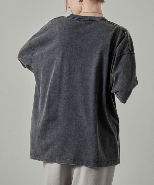 Alfred Alex】ヴィンテージ加工 スノーウォッシュ ビッグ半袖プリントT