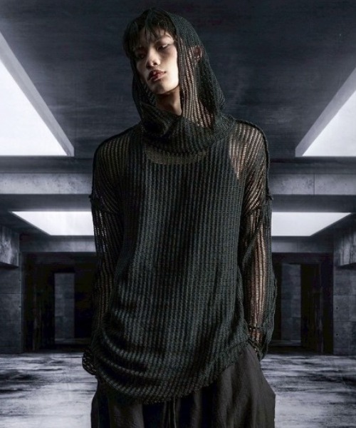 RICH(リッチ)の「【RICH】Mesh Hoodie / 【リッチ】メッシュフードトップス(Tシャツ/カットソー・メンズ・ブラック・M/XL)」の1枚目の写真