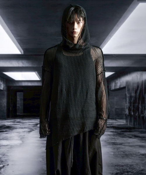 RICH(リッチ)の「【RICH】Mesh Hoodie / 【リッチ】メッシュフードトップス(Tシャツ/カットソー・メンズ・ブラック・M/XL)」の4枚目の写真